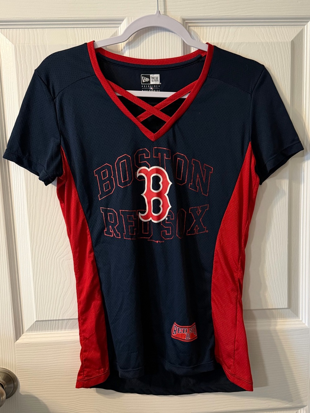 New Era Navy and Red Boston Red Sox Women's V-Neck Jersey
